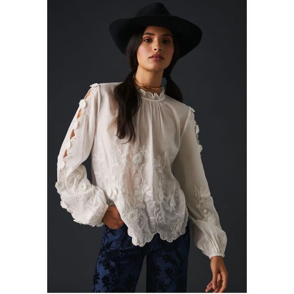 Anthropologie Embellished floral Blouse - Picture 1 of 15
